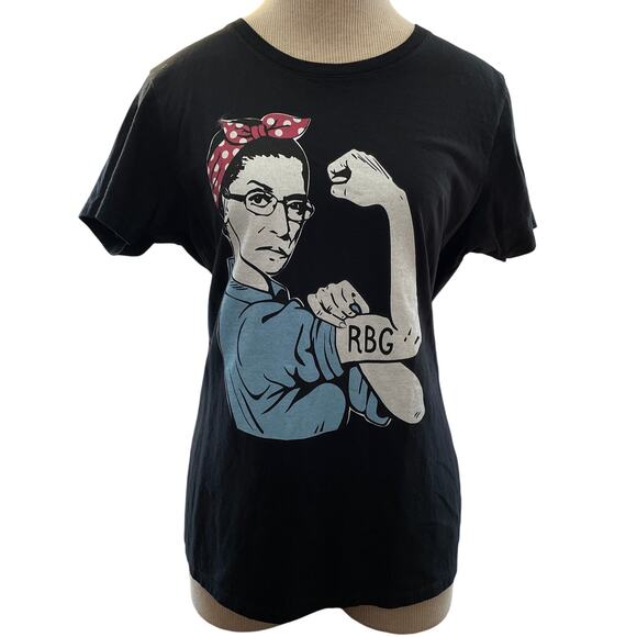 RBG Rosie the Riveter Graphic Tee Women’s M Black Feminist Activist Vintage Vibe - Picture 1 of 7